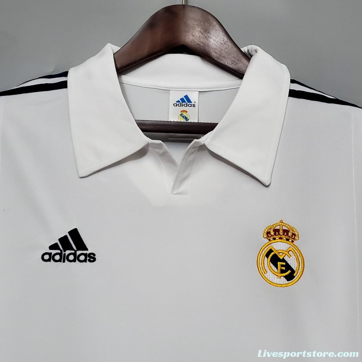 Retro Long Sleeve 01/02 Real Madrid Home Champion league Jersey (No Sponsor)