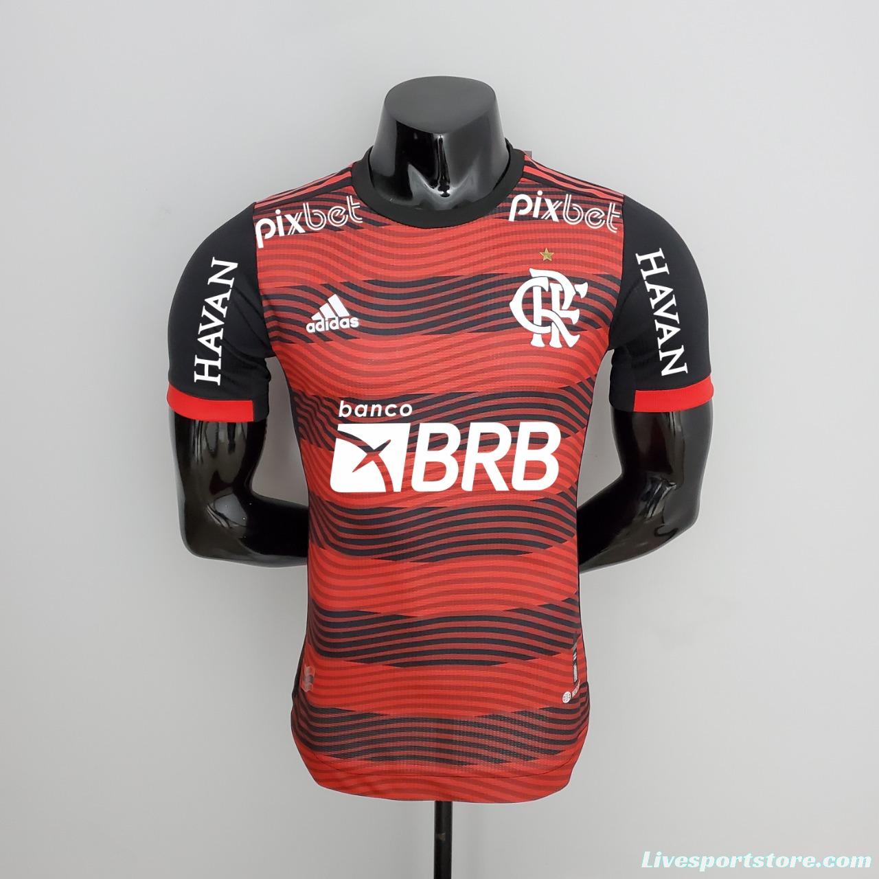 Player Version 22/23 All Sponsor Flamengo Home Soccer Jersey