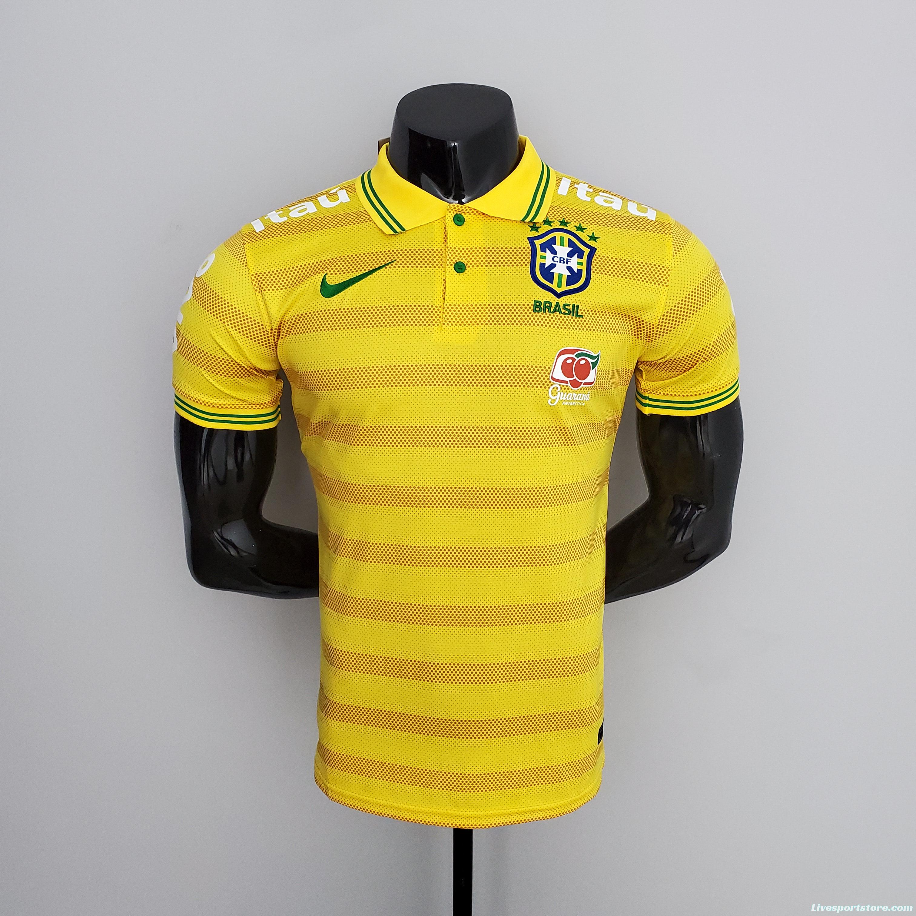 Brazil POLO Yellow Stripe Soccer Jersey