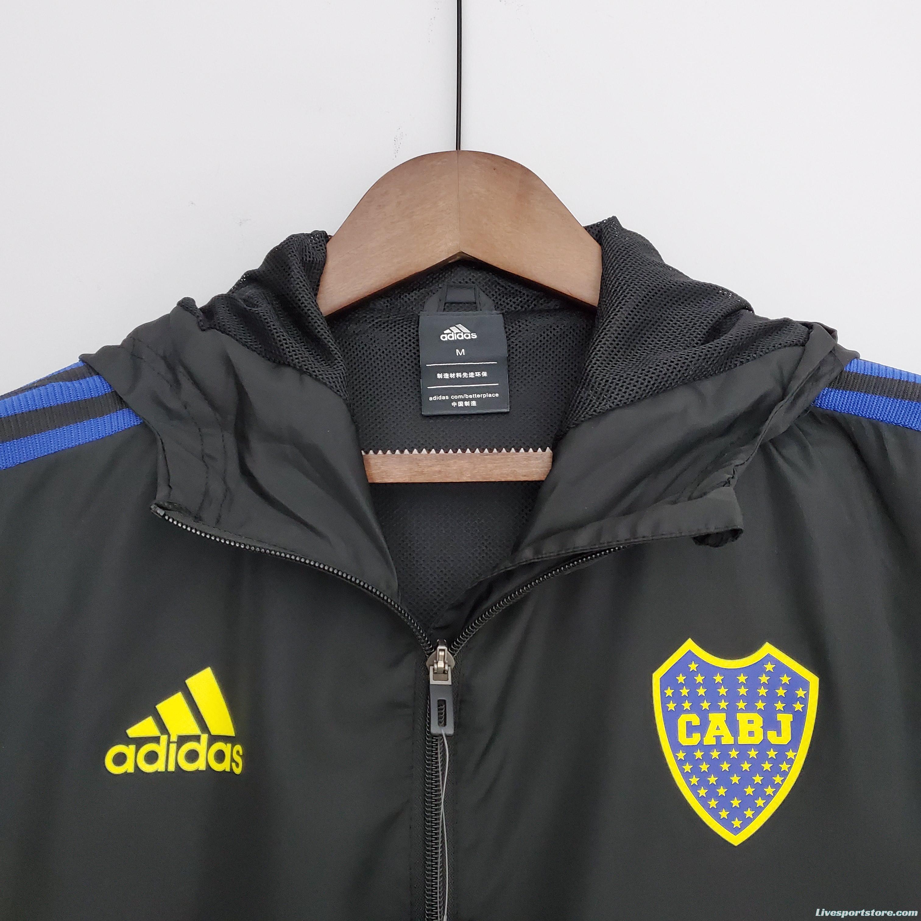 2022 Boca Juniors Windbreaker Black Soccer Jersey