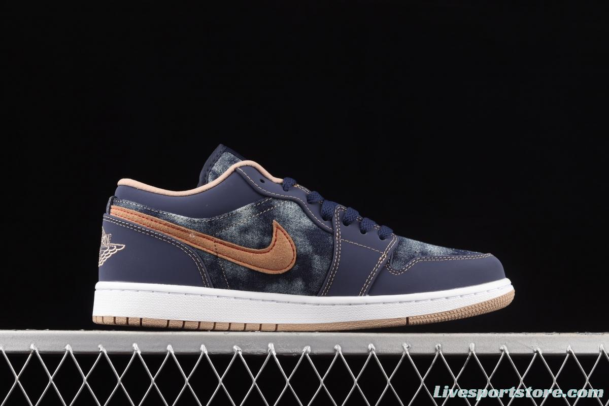 Air Jordan 1 Low dark blue denim low side culture leisure sports shoes DH1259-400