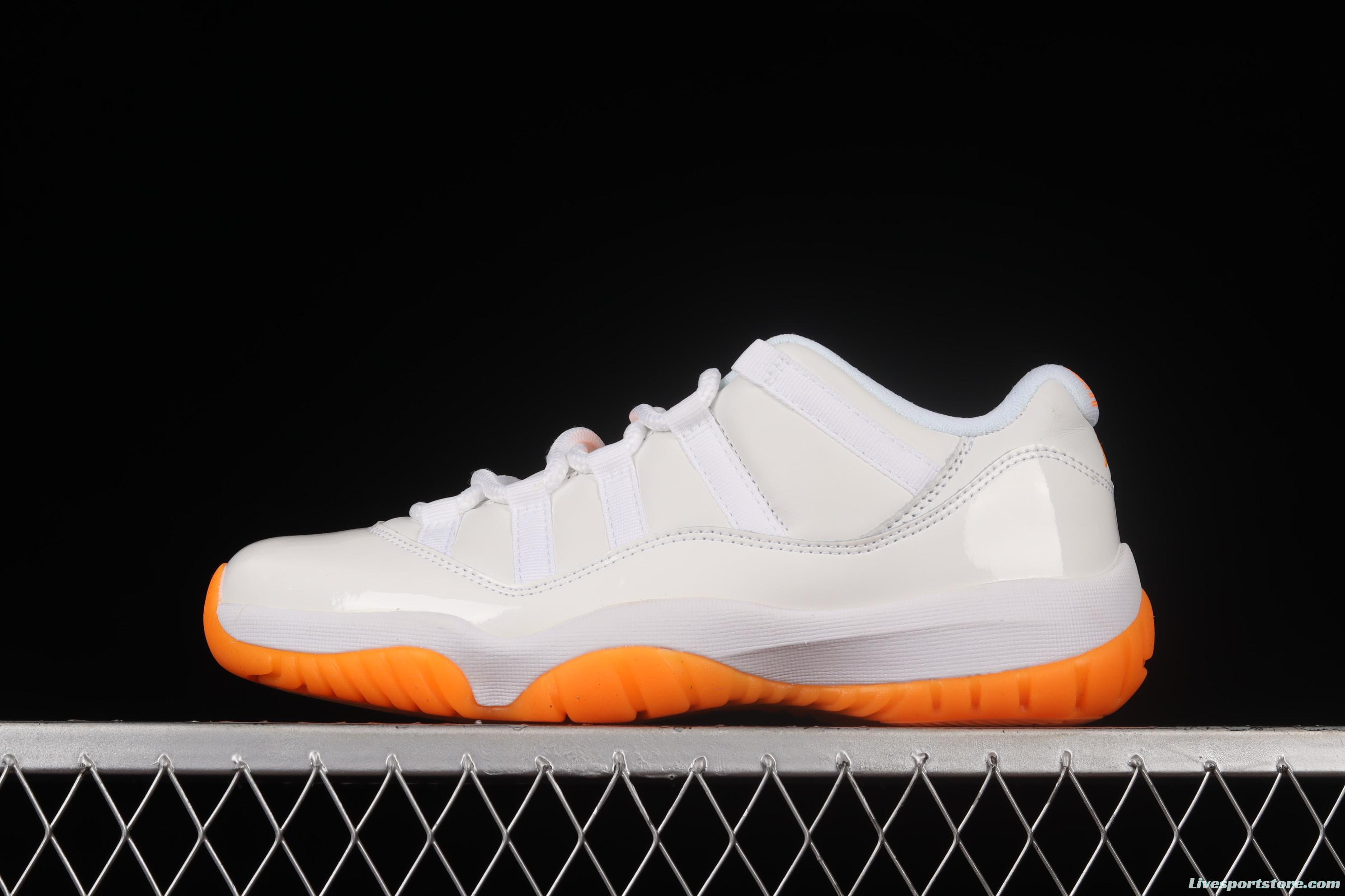 Air Jordan 11 Bright Citus 11 White Orange low Top Basketball shoes AH7860-139