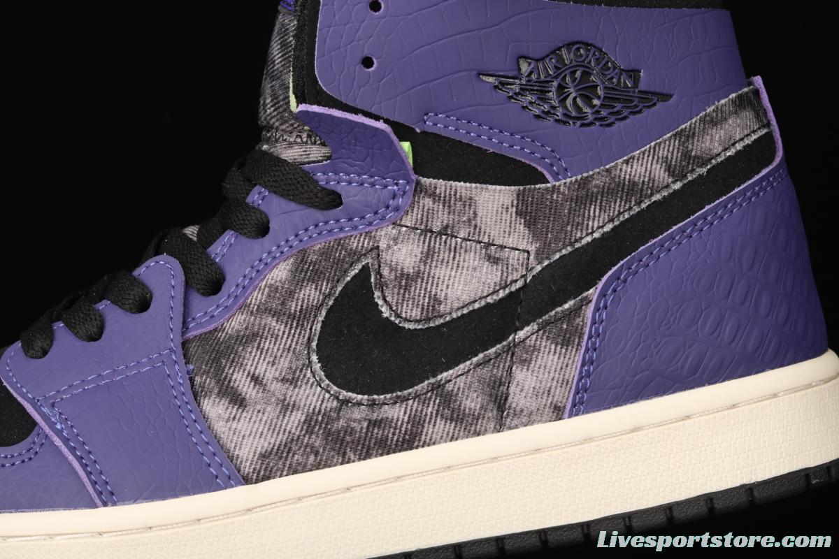 Air Jordan 1 Zoom CMFT Bayou Boys Zion Water dyed Crocodile Purple DC2133-500