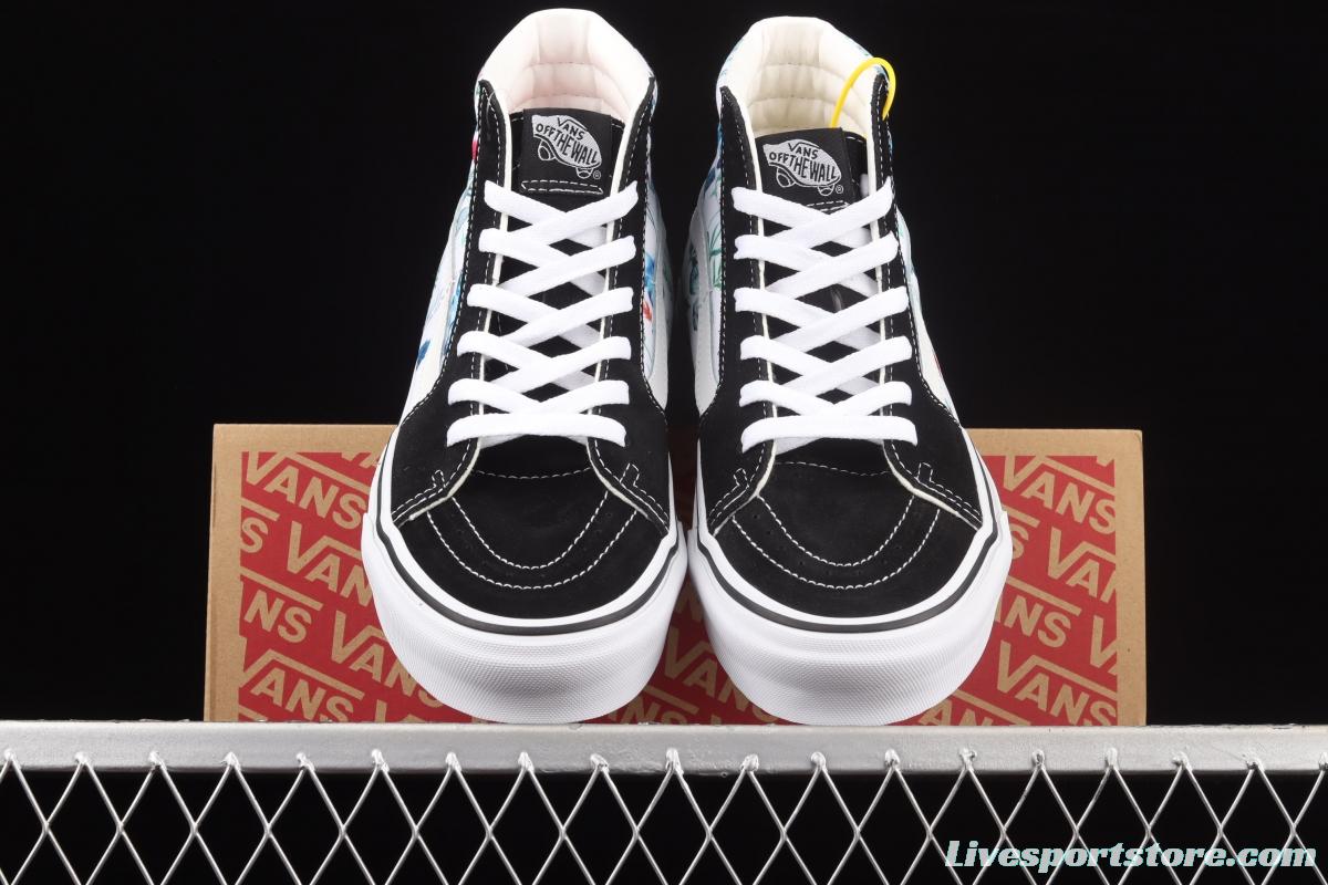 Vans Sk8-Hi butterfly pattern drawing high-top casual board shoes VN0A5HXVUCO