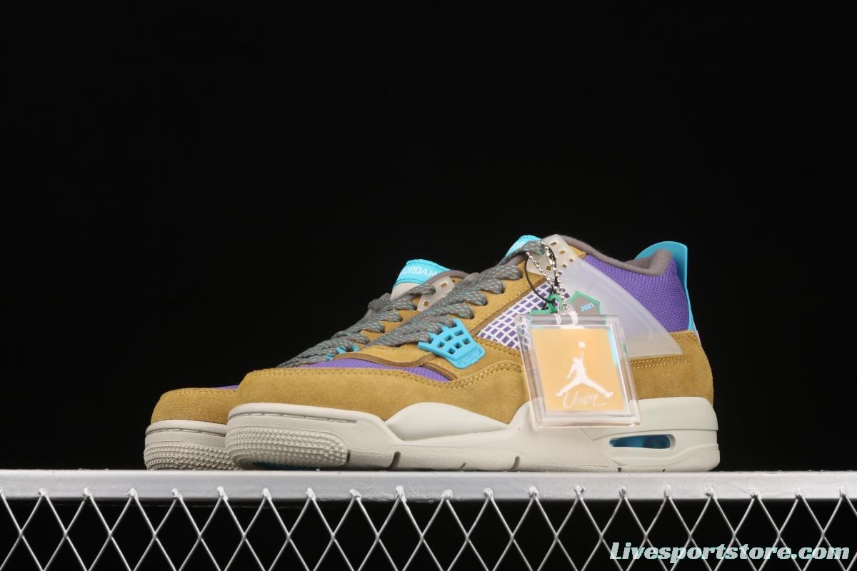 Union LA x Nike Air Jordan 4 Retro Desert Moss turquoise purple sports culture basketball shoes DJ5718-300