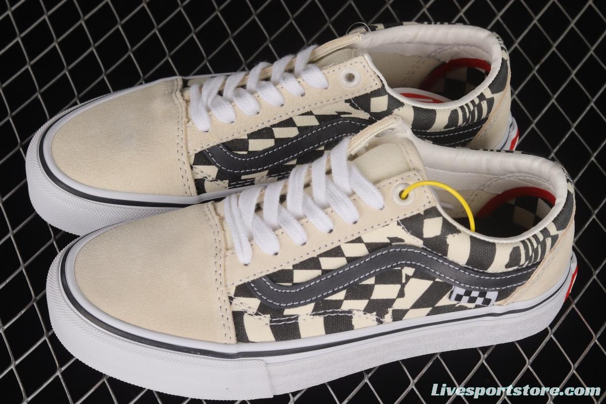 Vans OId Skool black and white checkerboard side stripe low-top professional skateboard shoes VN0A5FCB9CU