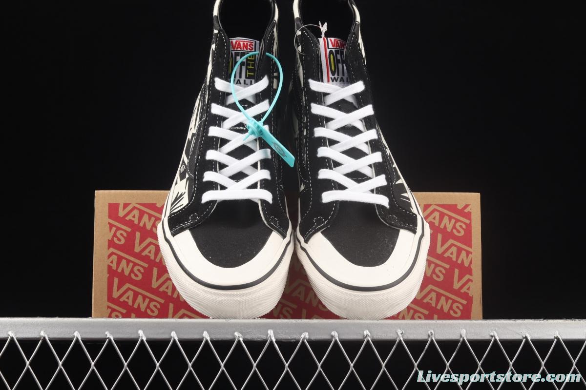 Vans Sk8-Hi 138Decon black and white printed high-top casual board shoes VN0A3MV136K