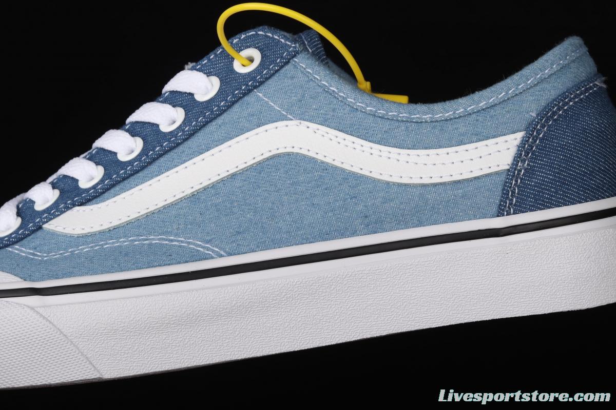 Vans Style 36 half-moon Baotou water wash color denim blue ultra-thin canvas vulcanized board shoes VN0A38G1Q70