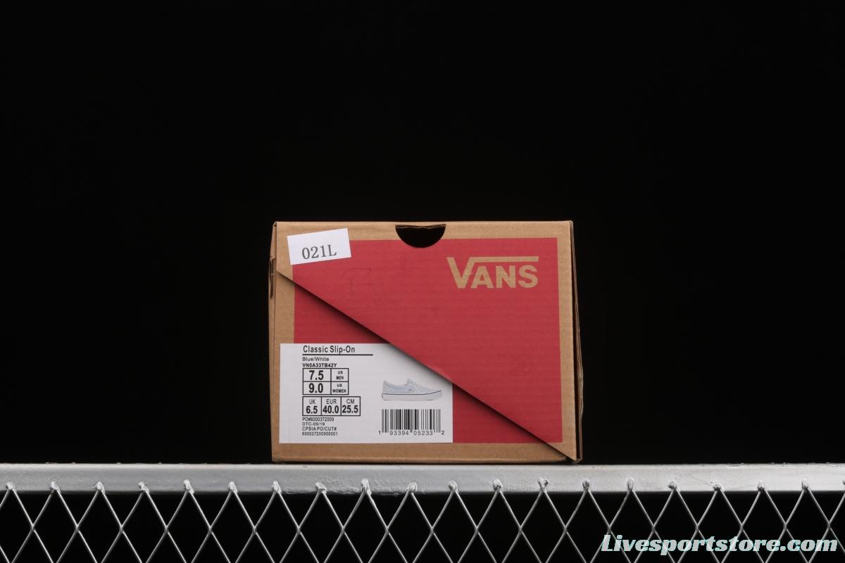 Vans Cassic Slip-0n purplish blue checkerboard Loafers Shoes leisure sports board shoes VN0A33TB42Y