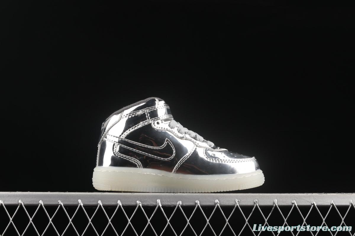 NIKE Air Force 1: 07 Mid WB dazzling ribbon lamp state size Kids 314197-8500