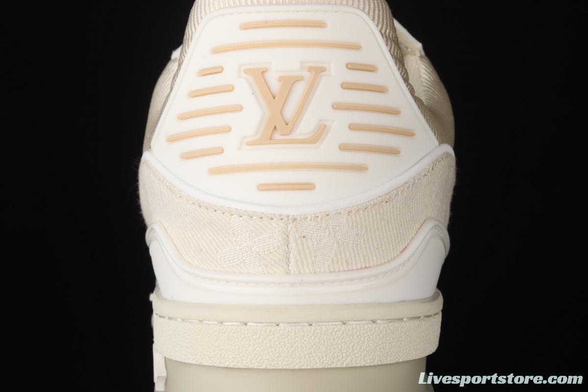 Authentic LV 2021ss early spring fashion catwalk sneakers 400N APRICOT