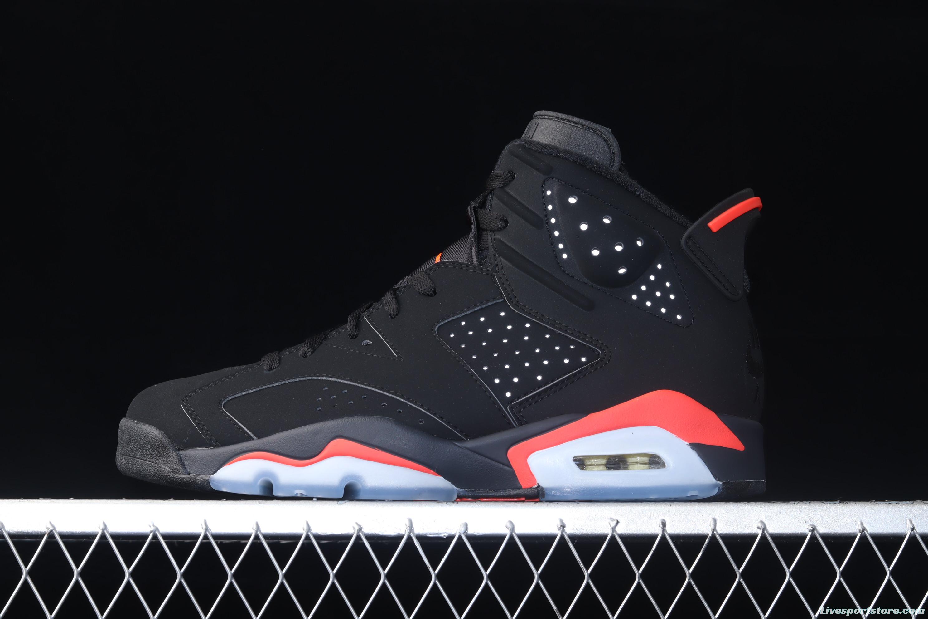 Air Jordan 6 Infrared Black Red Black Infrared 3M reflective Basketball Men's shoes 384664-060