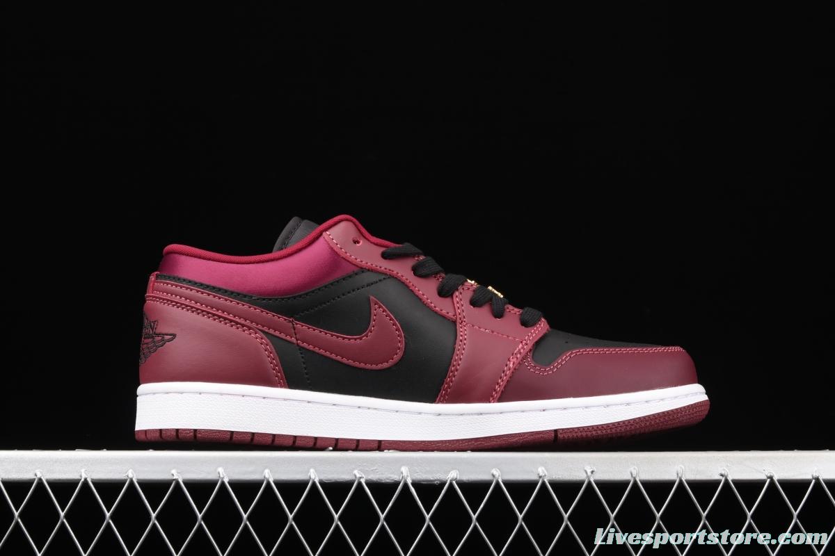 Air Jordan1 Low Black Wine Red Metal Flying Wings reverse low Top Basketball shoes DB6491-600