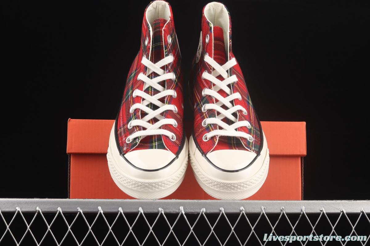 Converse Chuck 1970's Converse Christmas red checkered high-top casual board shoes 169257C