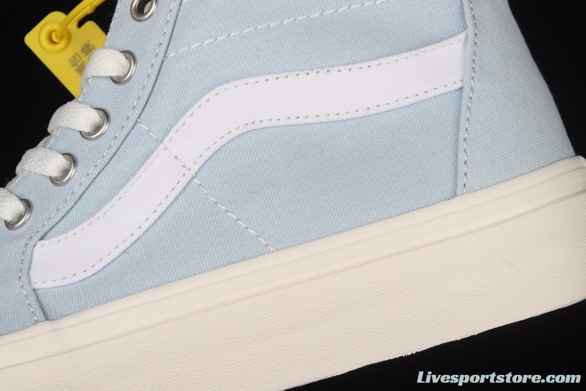 Vans Sk8-Hi environmental protection series light blue high-top canvas casual shoes VN0A4U169FR