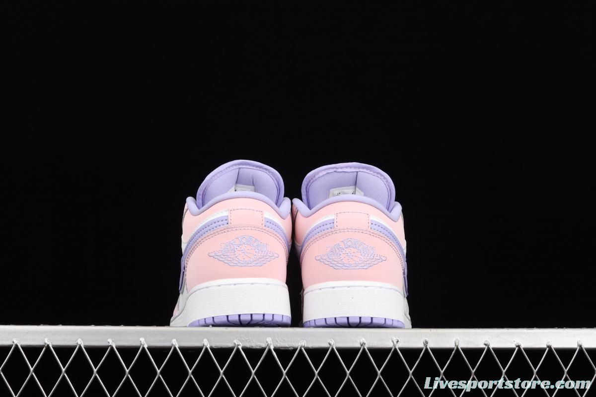 Air Jordan 1 Low White Purple Powder low side Culture Leisure Sports Board shoes CV9844-600