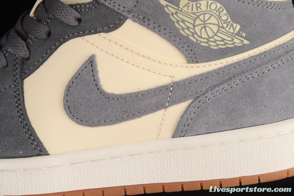 Air Jordan 1 Mid rice gray coconut milk mid-top basketball shoes DN4281-100