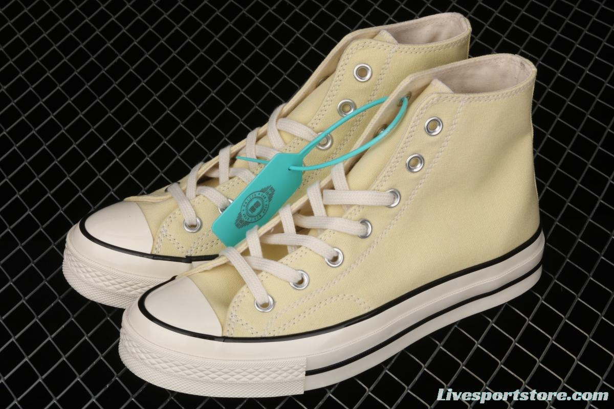 Converse 70s spring new color environmental protection cream yellow high top leisure board shoes 170795C