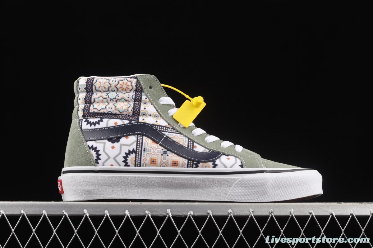 Vans Sk8-Hi Moroccan style theme series high top leisure sports shoes VN0A4BV8688