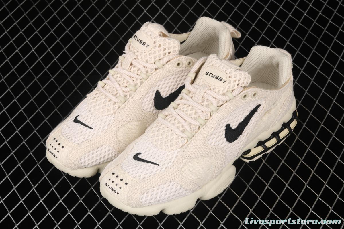 Stussy x NIKE Air Zoom Spiridon Caged 2 Spieli prison East cage 2 generation milky white linen black cloth CQ5486-200