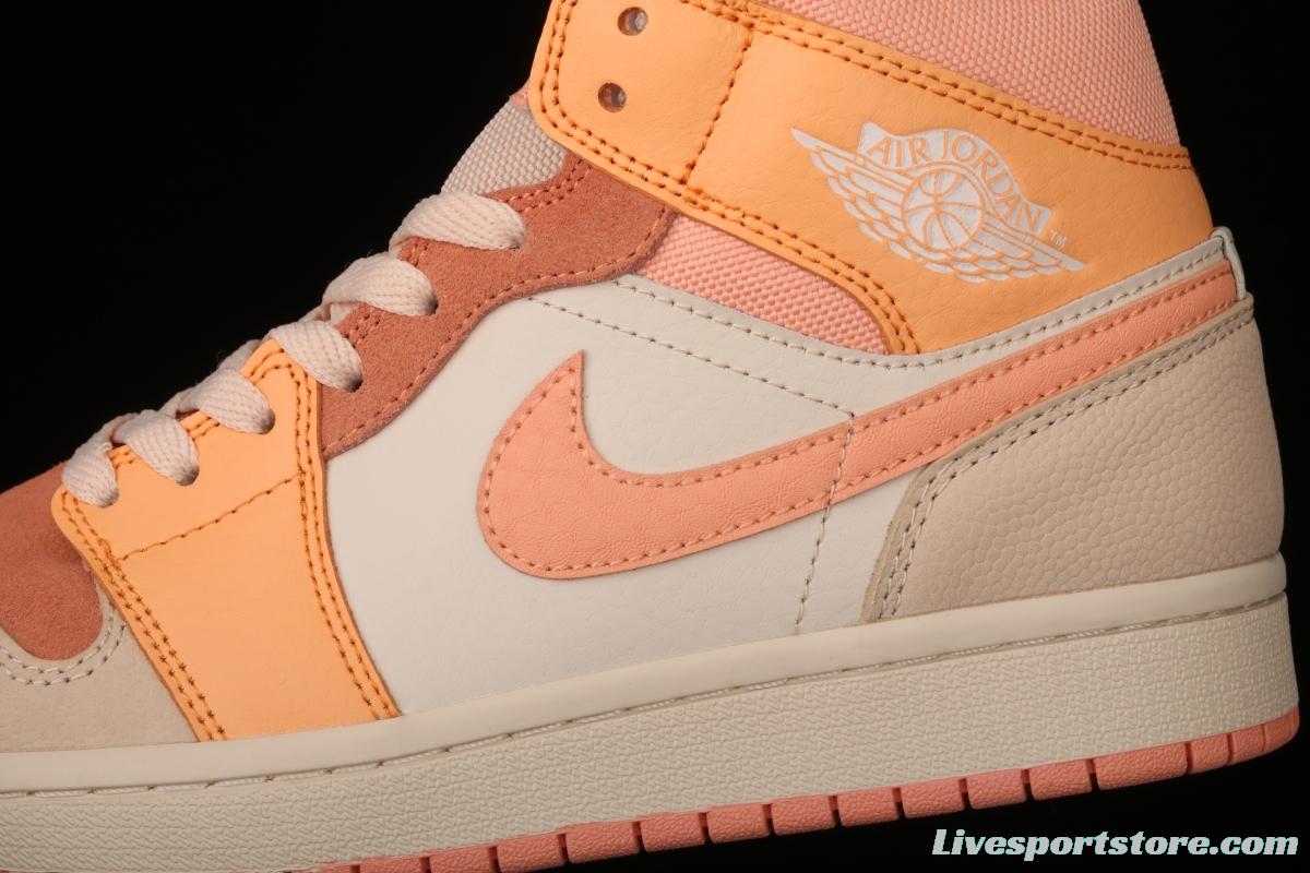 Air Jordan 1 Mid SE Zhongbang Orange Powder splicing Zhongbang Leisure Sports Board shoes DH4270-800