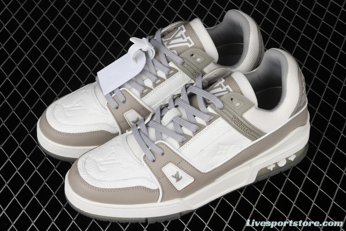 Authentic LV 2021ss early spring fashion catwalk sneakers 400N GRAY White