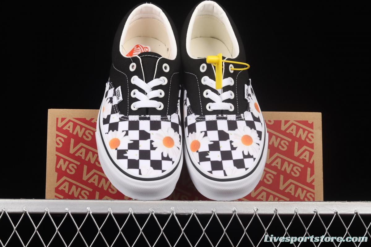 Vans Era black checkerboard daisies low upper canvas shoes VN0A5KX5B0B