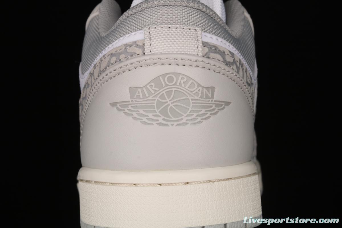 Air Jordan 1 Low Prm Elephant Print low side white ash explosion crack DH4269-100