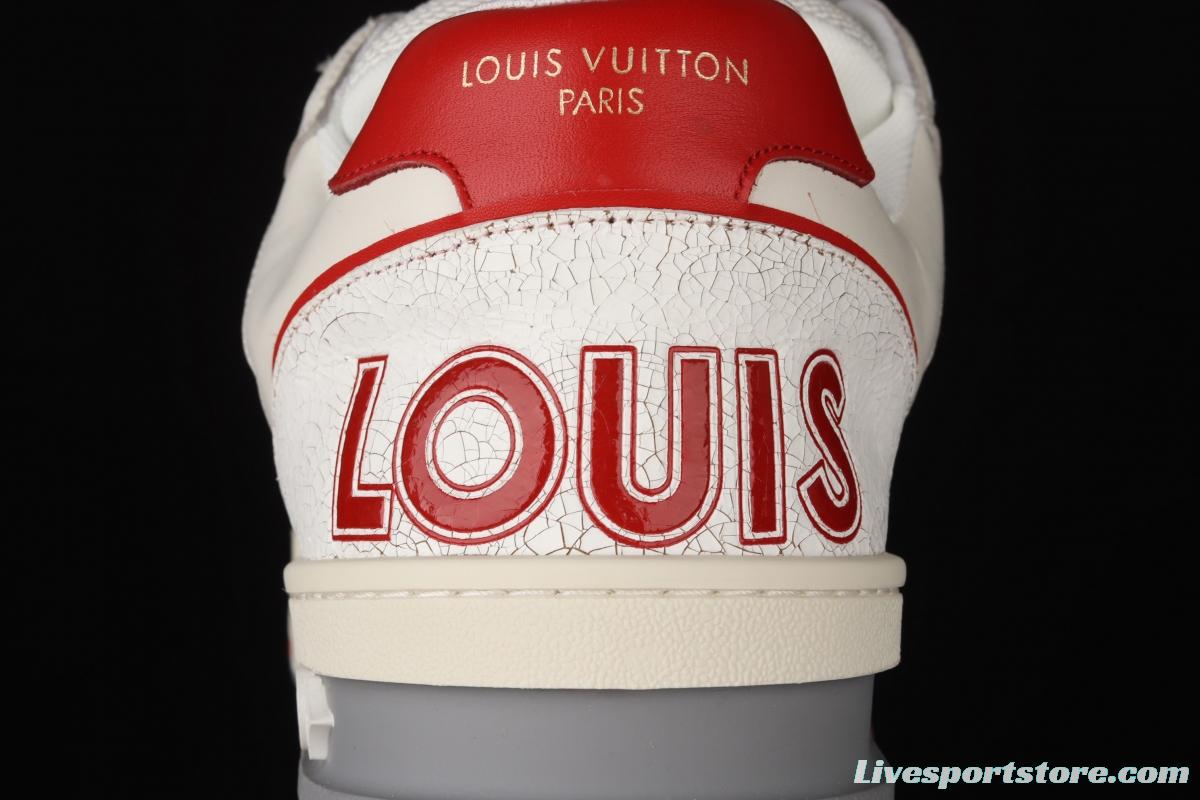 Authentic LV 2021ss early spring fashion catwalk sneakers White Red