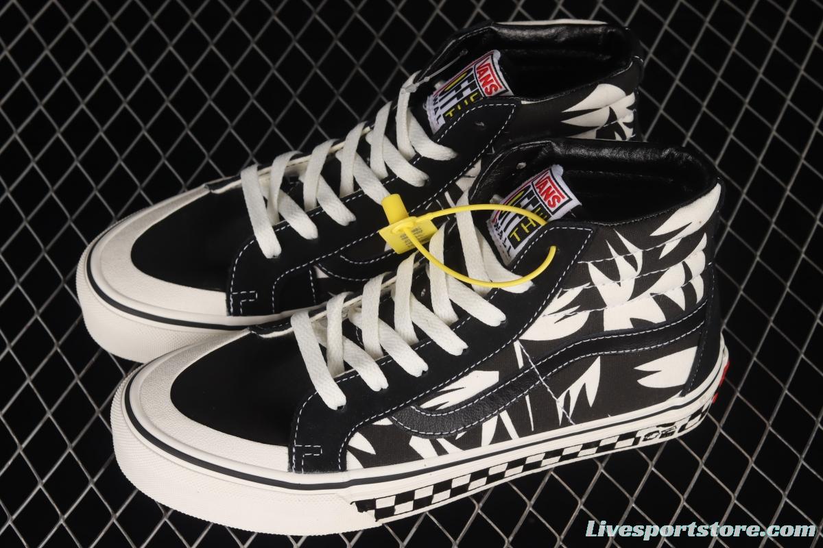 Vans Sk8-Hi Anaheim checkerboard black and white maple leaf print high-top casual shoes VN0A4VHE9Z9