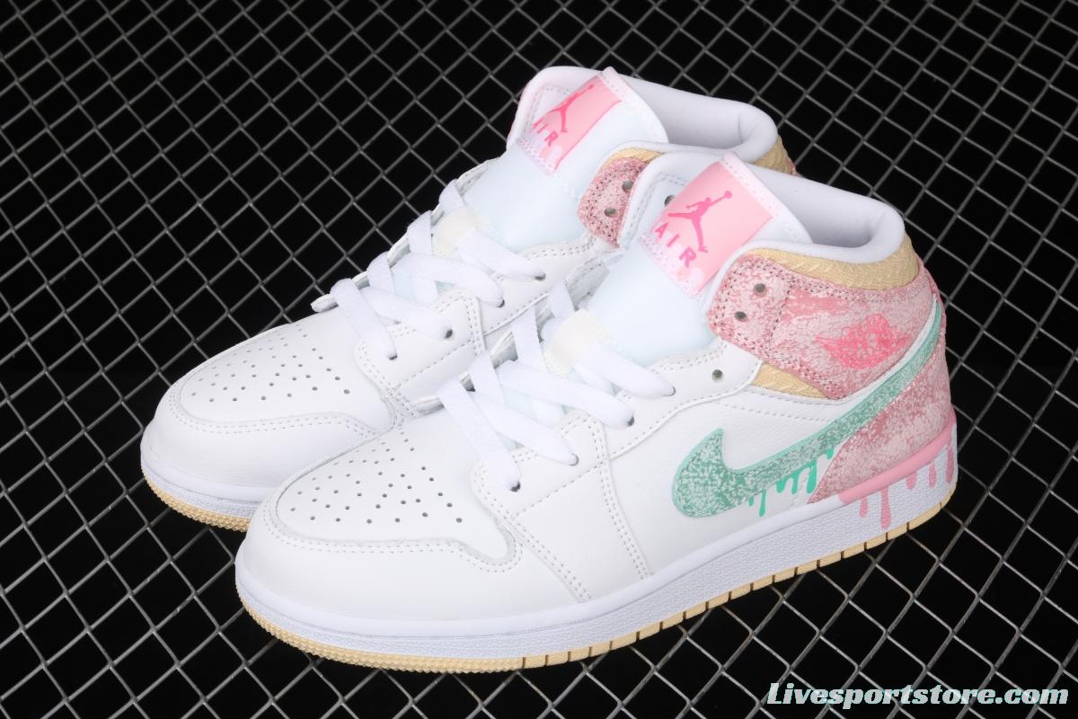 Air Jordan 1 Mid GS Ice Cream Bang Basketball shoes DD1666