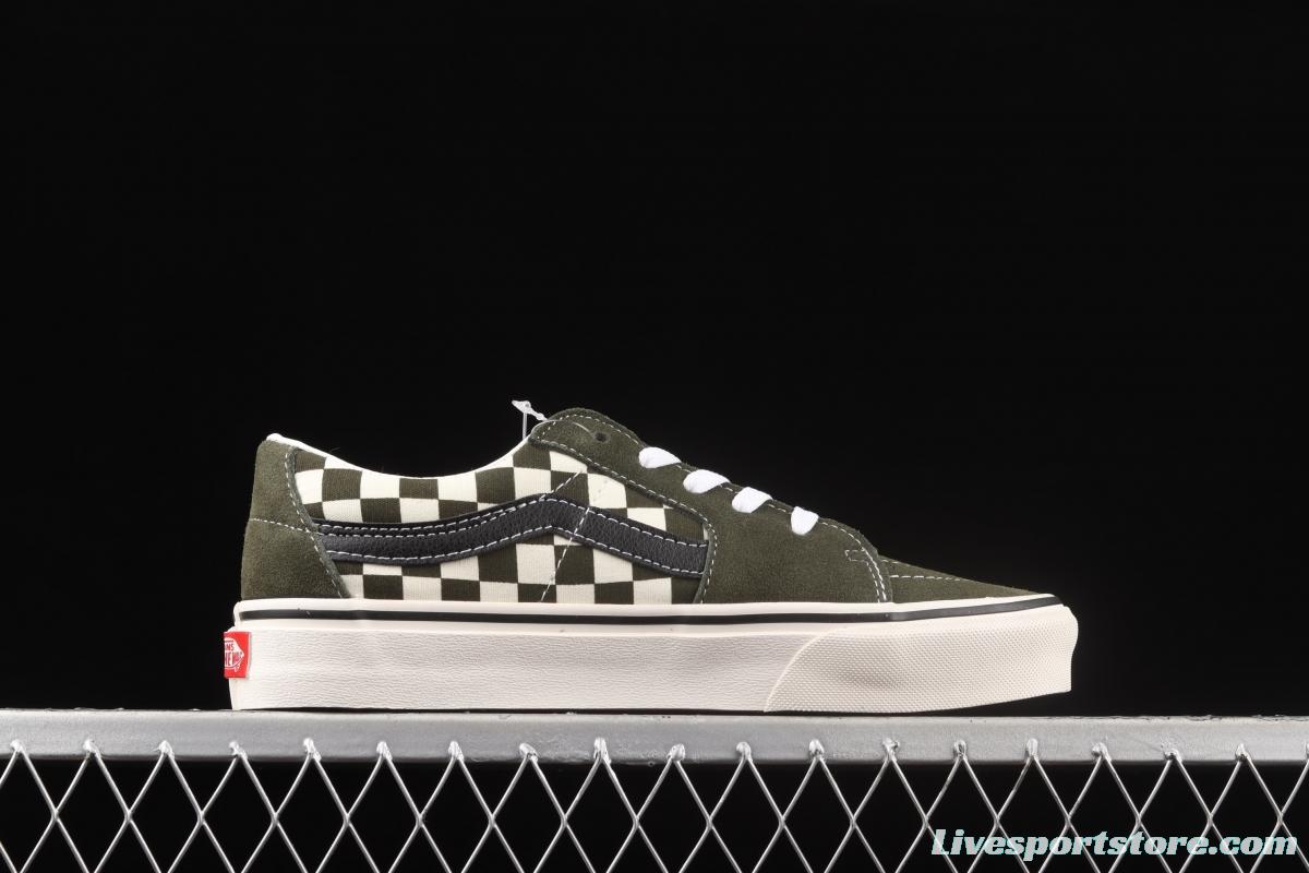 Vans Suede Sk8-Low light green checkerboard low-top casual board shoes VN0A4UUK2V5