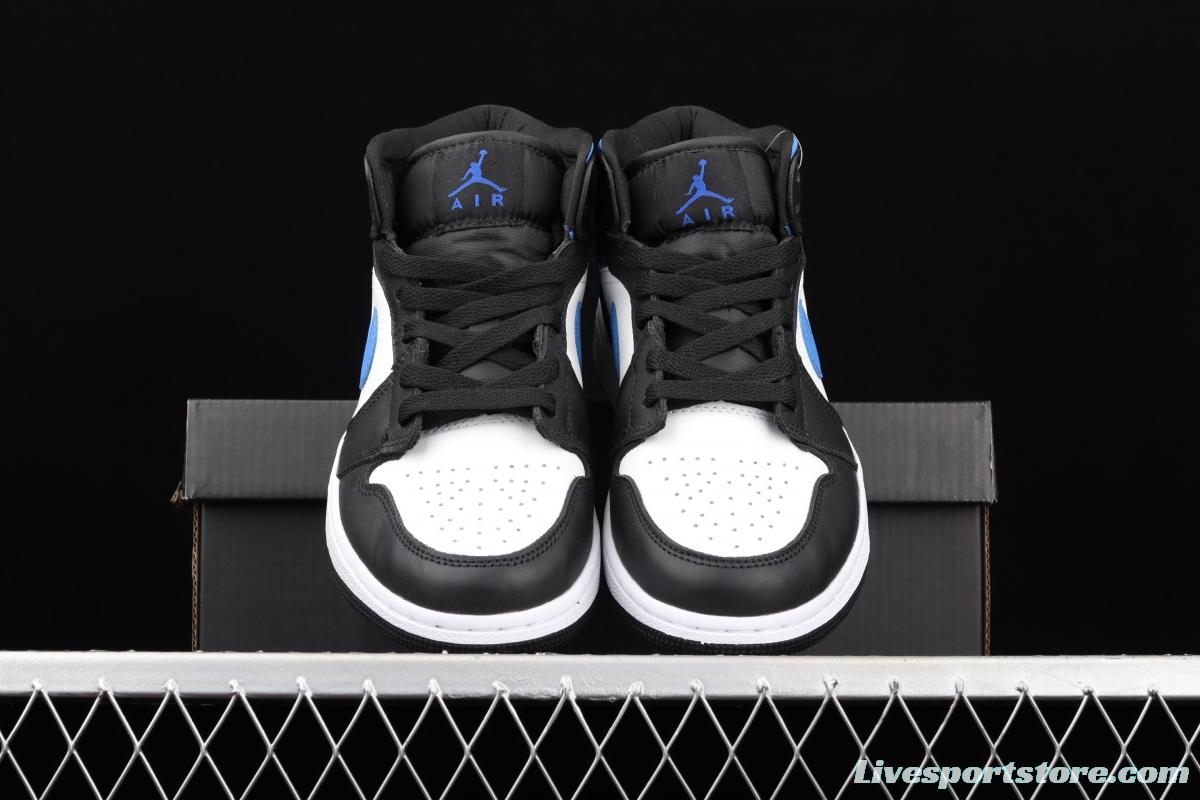 Air Jordan 1 Mid black, white and blue panda cultural basketball shoes 554725-140