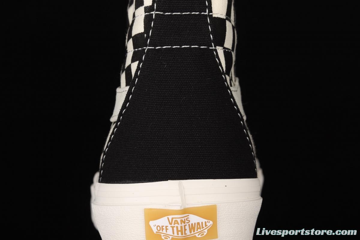 Vans Sk8-Hi Authentic black and white checkered high-top casual board shoes VN0A4RWY2BK