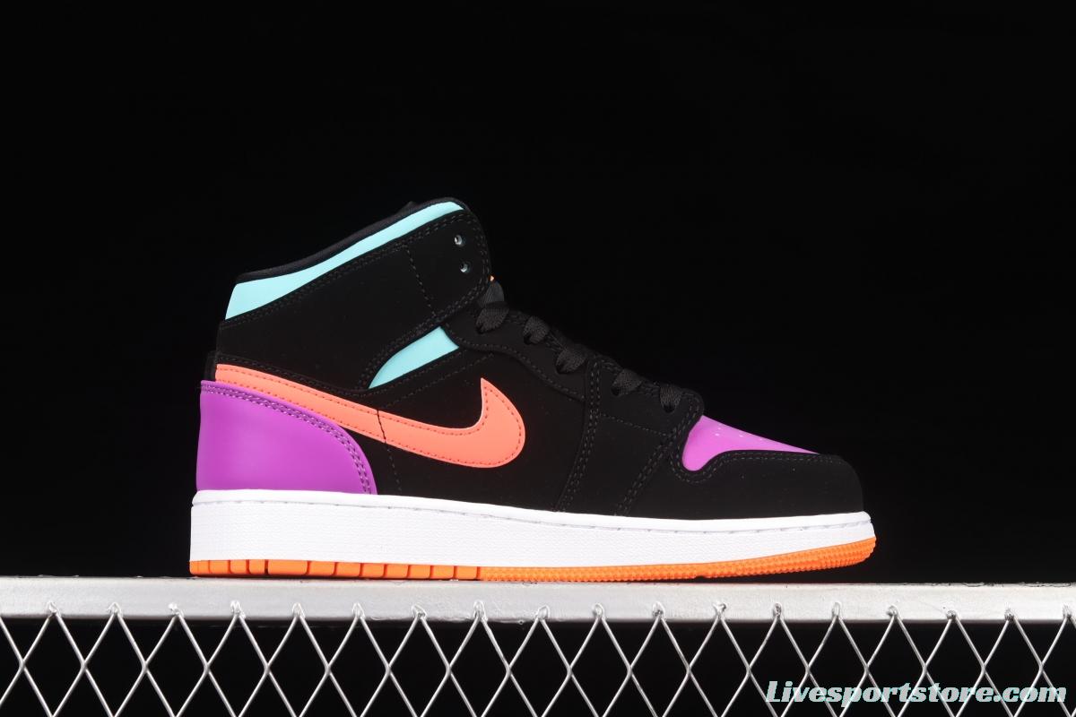 Air Jordan 1 Mid candy mandarin duck 3m reflective matching basketball shoes 554725-083