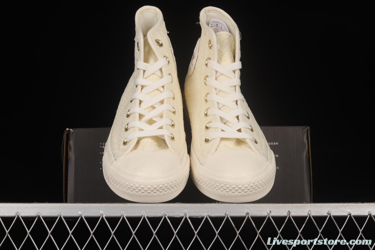 Converse Chuck Taylor All Star Cream Lace High Top Sneakers A01775C