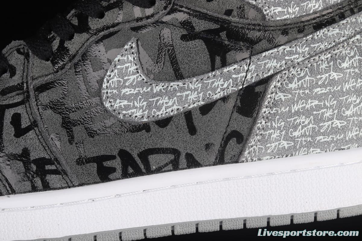 Air Jordan 1 High OG Rebellionaire black gray prohibited to wear Rebel high-top basketball shoes 555088-036