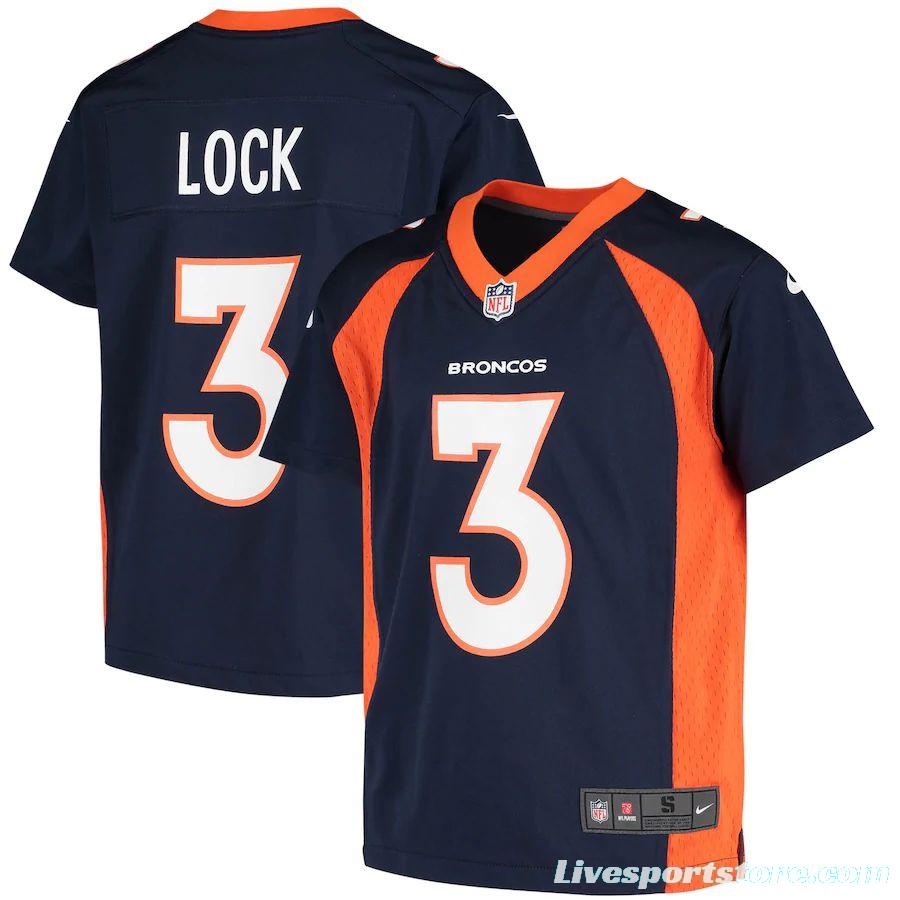 Youth Drew Lock Navy Player Limited Team Jersey