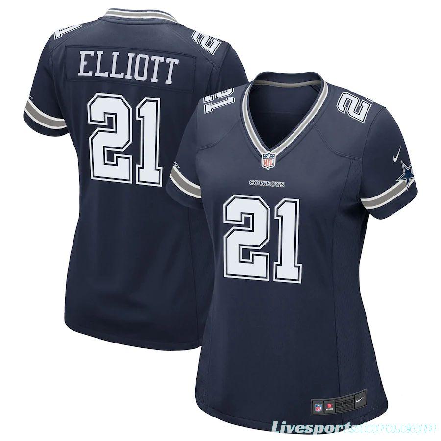 Women's Ezekiel Elliott Navy Player Limited Team Jersey