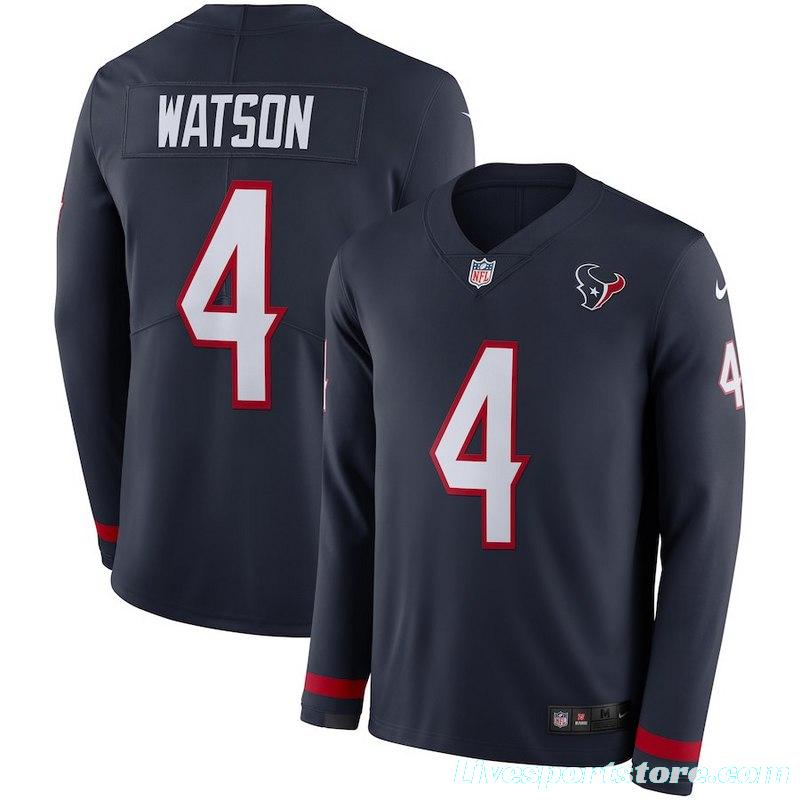 Men's Deshaun Watson Black Therma Long Sleeve Player Limited Team Jersey