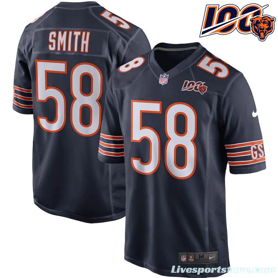 Men's Roquan Smith Navy 100th Season Player Limited Team Jersey