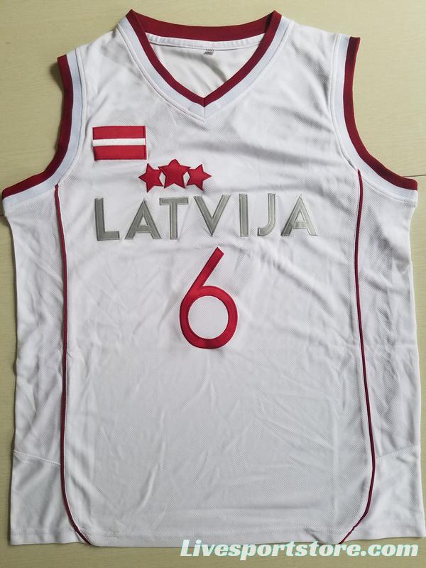 Kristaps Porzingis 6 Latvija White Basketball Jersey