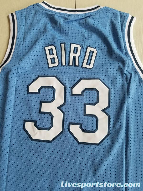 Larry Bird 33 Indiana State College Light Blue Basketball Jersey