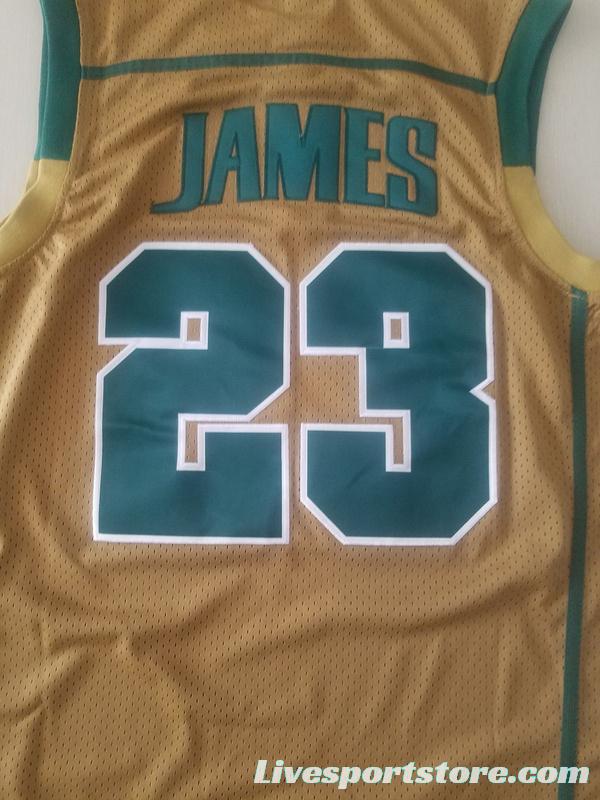 LeBron James 23 Irish High School Yellow Basketball Jersey