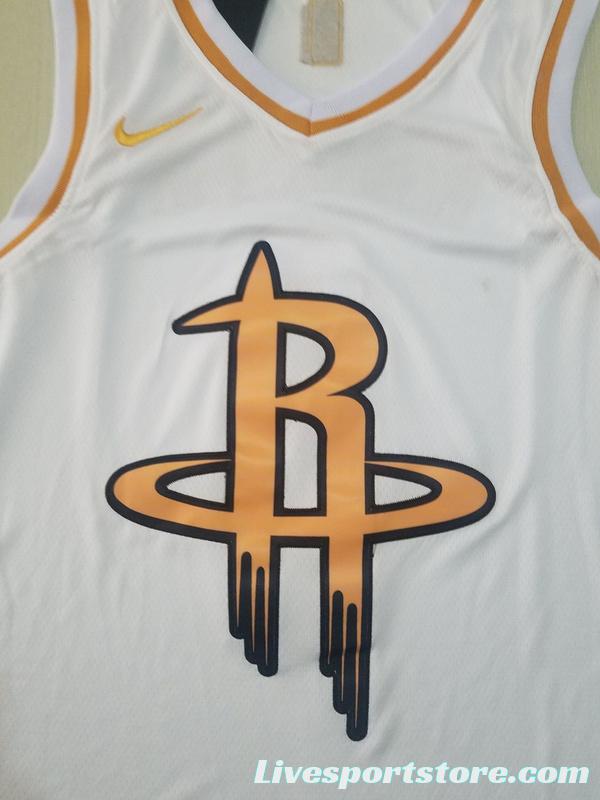 Russell Westbrook 0 White Golden Edition Jersey