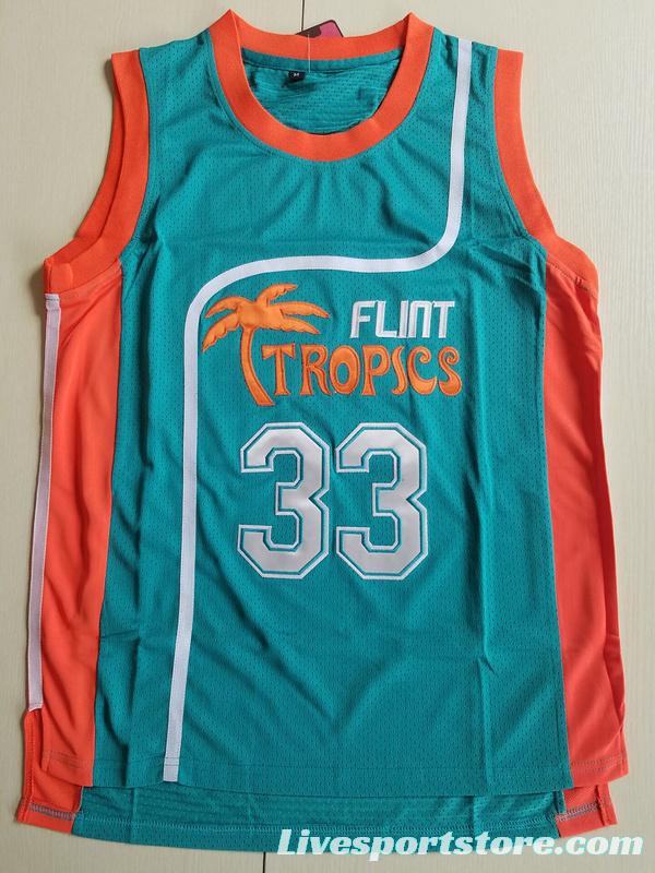 Flint Tropics 33 Jackie Moon Teal Basketball Jersey Semi Pro Team New