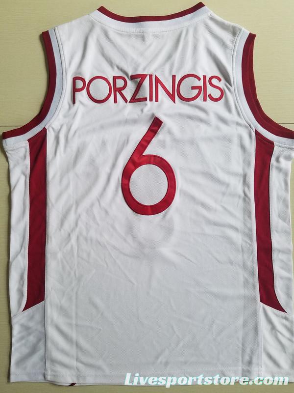 Kristaps Porzingis 6 Latvija White Basketball Jersey