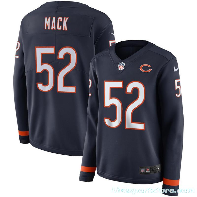 Women's Khalil Mack Black Therma Long Sleeve Player Limited Team Jersey