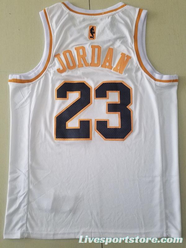 Michael Jordan 23 White Golden Edition Jersey