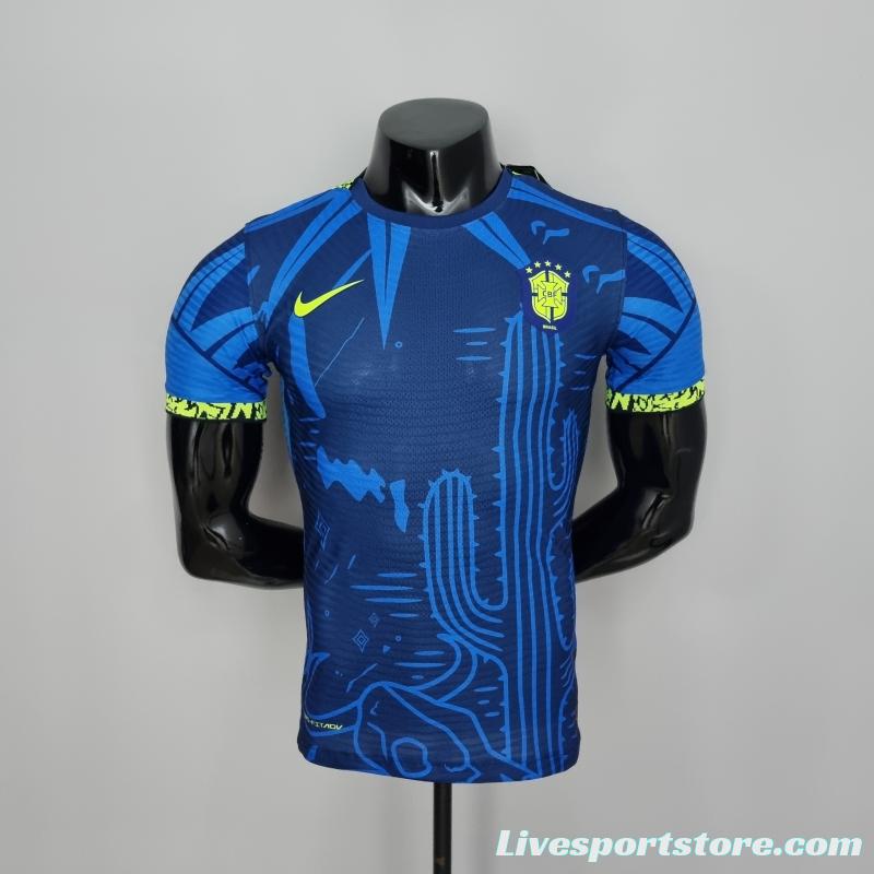 2022 Brazil Player Version Classic Blue Soccer Jersey